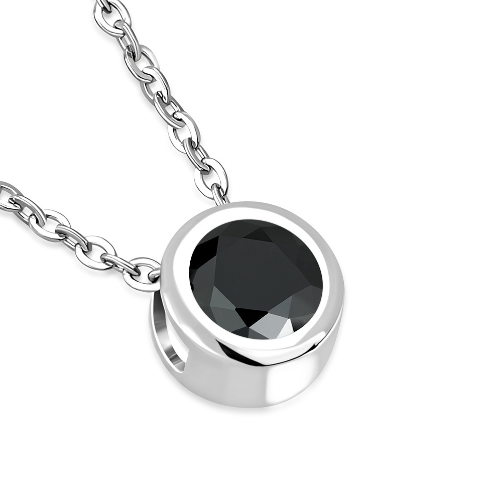 Stainless Steel Yellow Gold-Tone Solitaire White Clear CZ Pendant Necklace, 18" - Picture 20 of 21