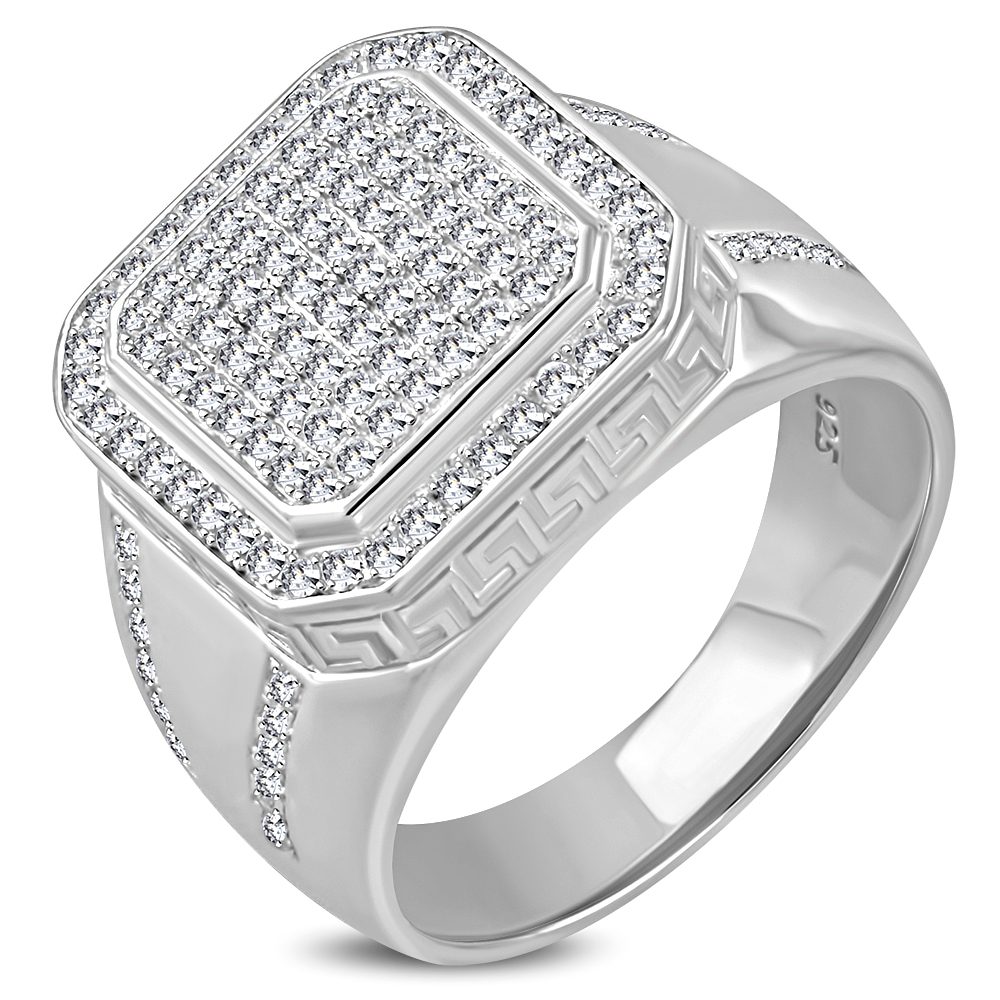 My Daily Styles 925 Sterling Silver Men's Silver-Tone Micro Pave CZ Ring - Bild 5 von 7