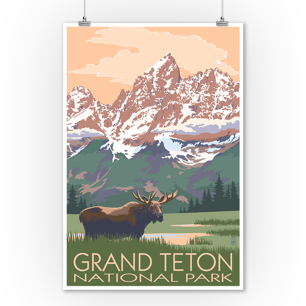 Posters, Wood /& Metal Signs Grand Teton Park WY Moose /& Mountains LP Artwork