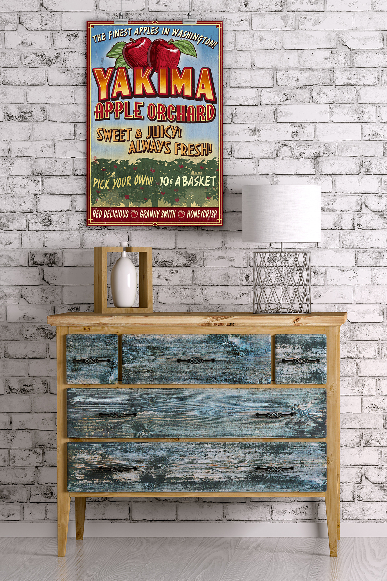 Yakima, WA Apple Orchard Vintage Sign - LP Artwork ...