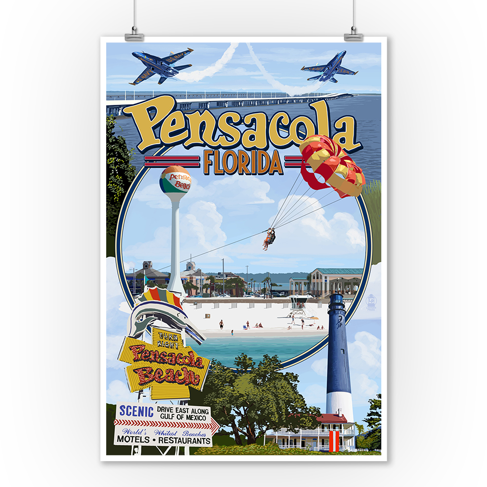 Pensacola Fl Montage Scenes Lp Artwork Posters Wood Metal