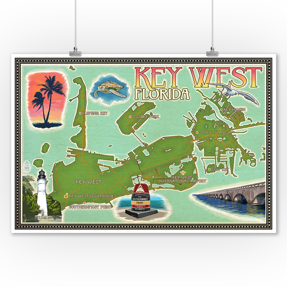 Key West Posters, Wood & Metal Signs Southernmost Point LP Artwork FL