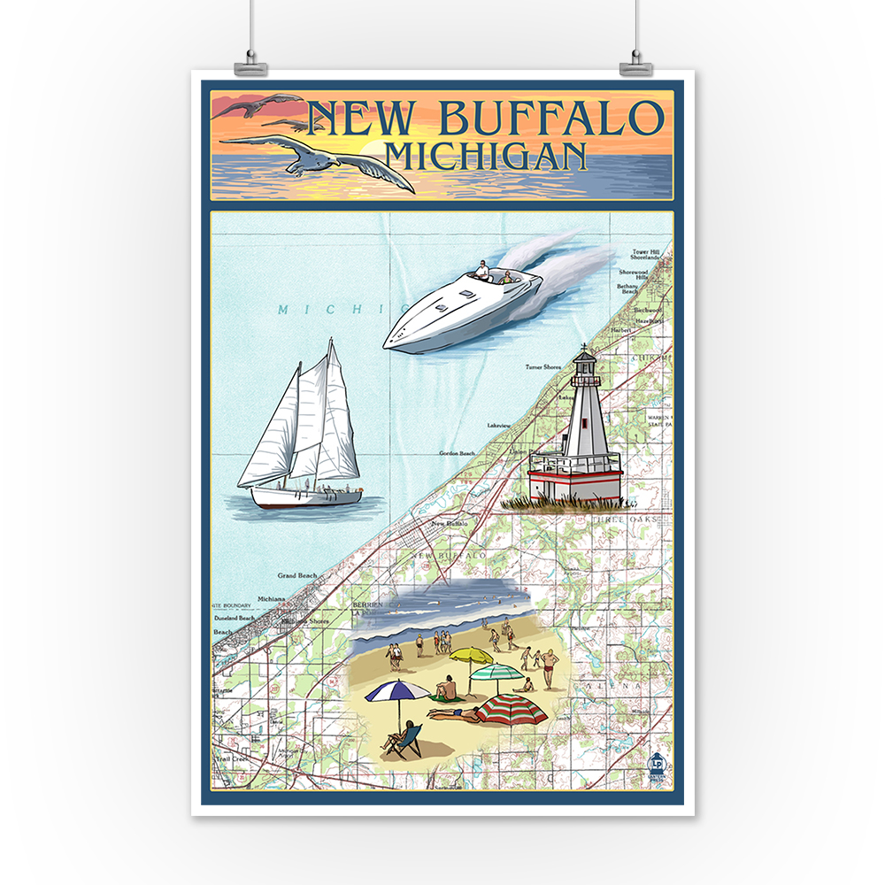 new buffalo michigan nautical chart art posters wood nautical chart posters