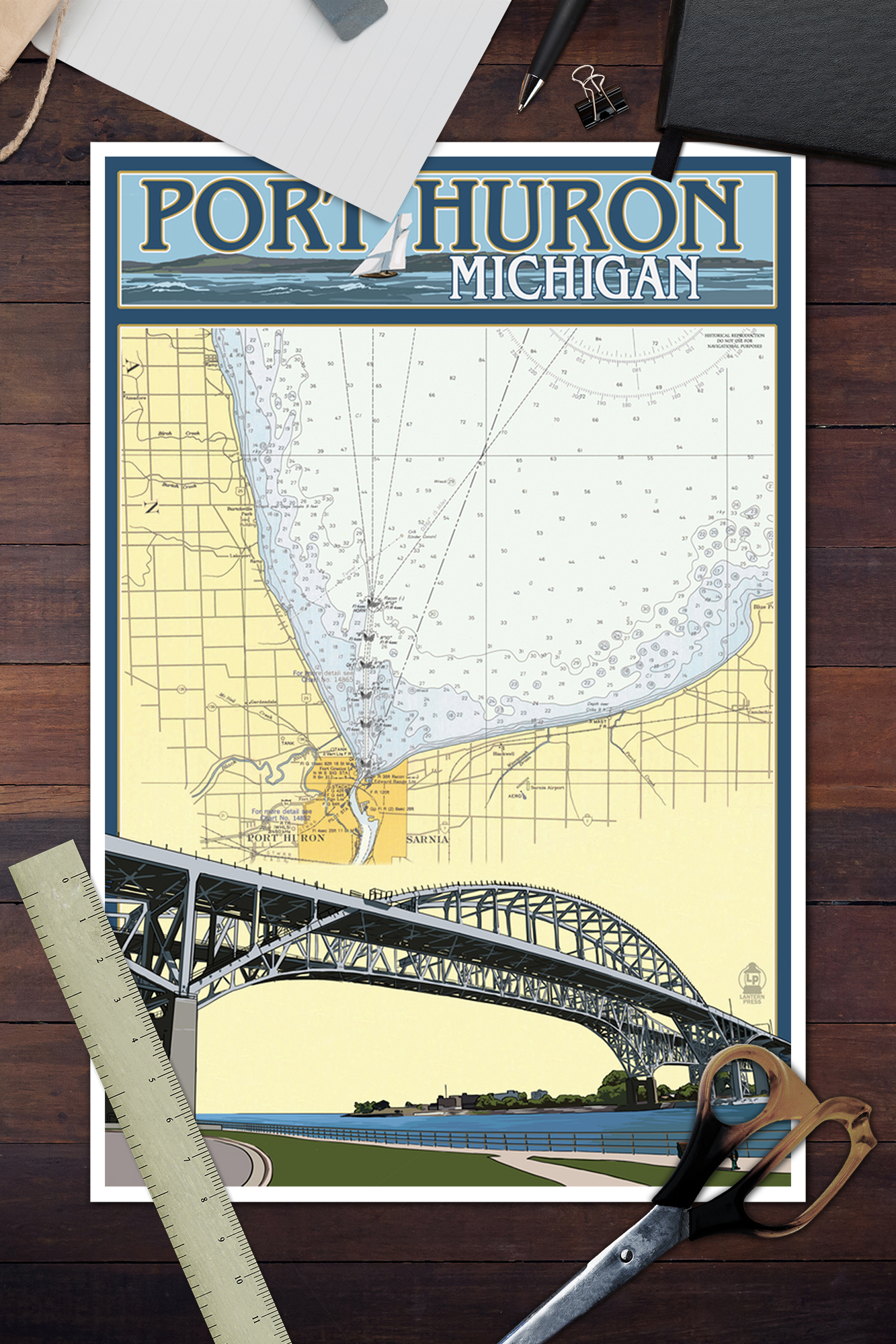 port huron mi nautical chart lp artwork posters mi window size chart