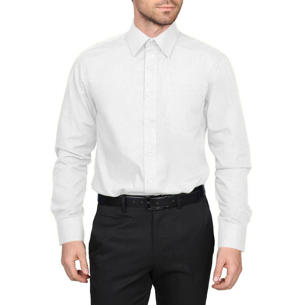Berlioni Classic Regular Fit Solid Button Up Long Sleeve Pocket Work Dress Shirt - Picture 140 of 194