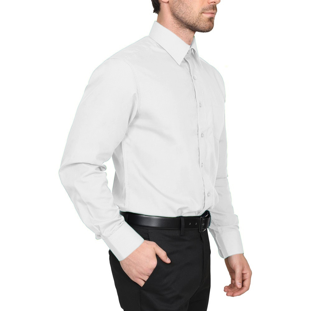 Berlioni Classic Regular Fit Solid Button Up Long Sleeve Pocket Work Dress Shirt - Picture 146 of 194