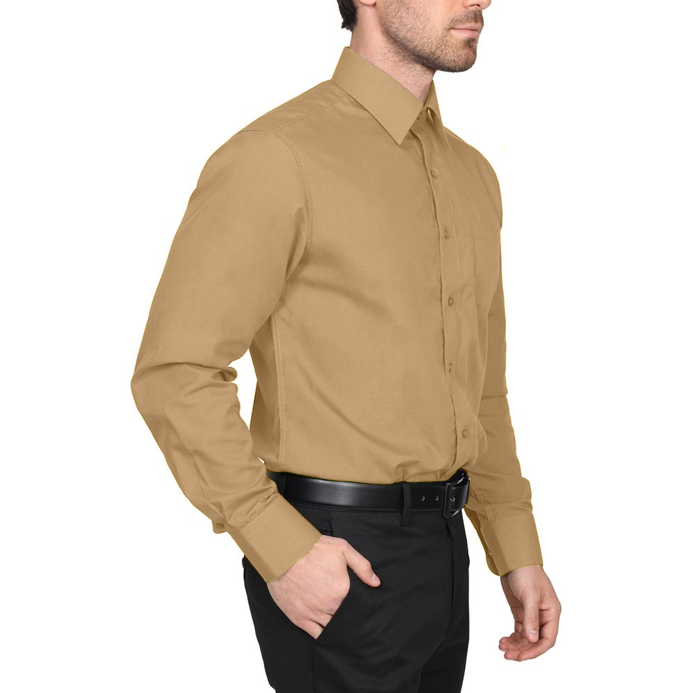 Berlioni Classic Regular Fit Solid Button Up Long Sleeve Pocket Work Dress Shirt - Picture 158 of 194