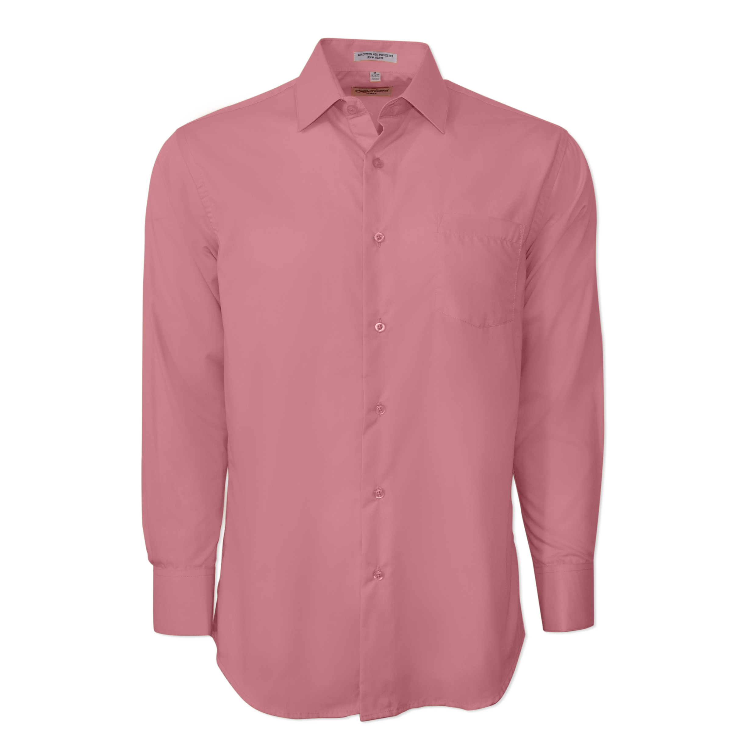 Berlioni Classic Regular Fit Solid Button Up Long Sleeve Pocket Work Dress Shirt - Picture 167 of 194