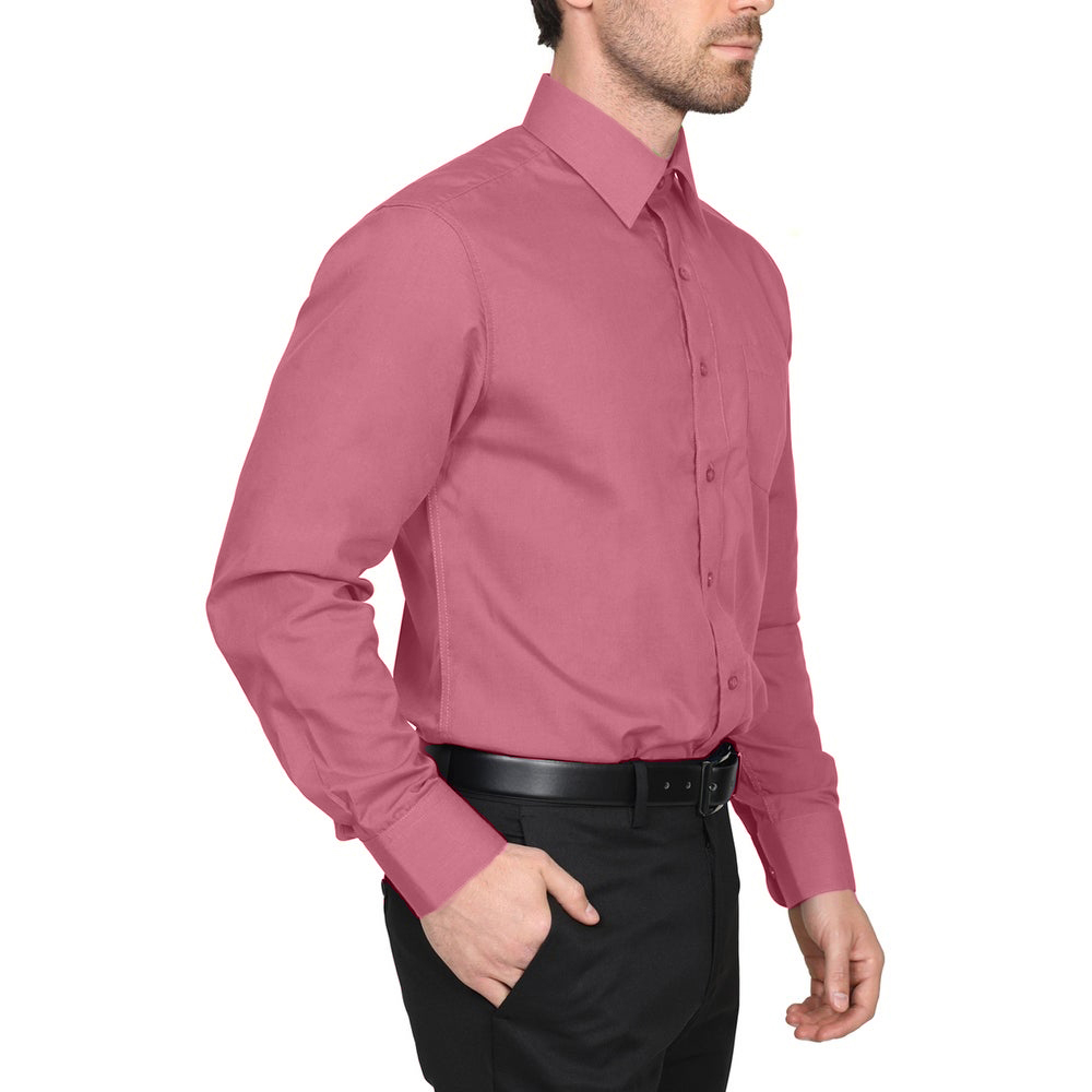 Berlioni Classic Regular Fit Solid Button Up Long Sleeve Pocket Work Dress Shirt - Picture 160 of 194