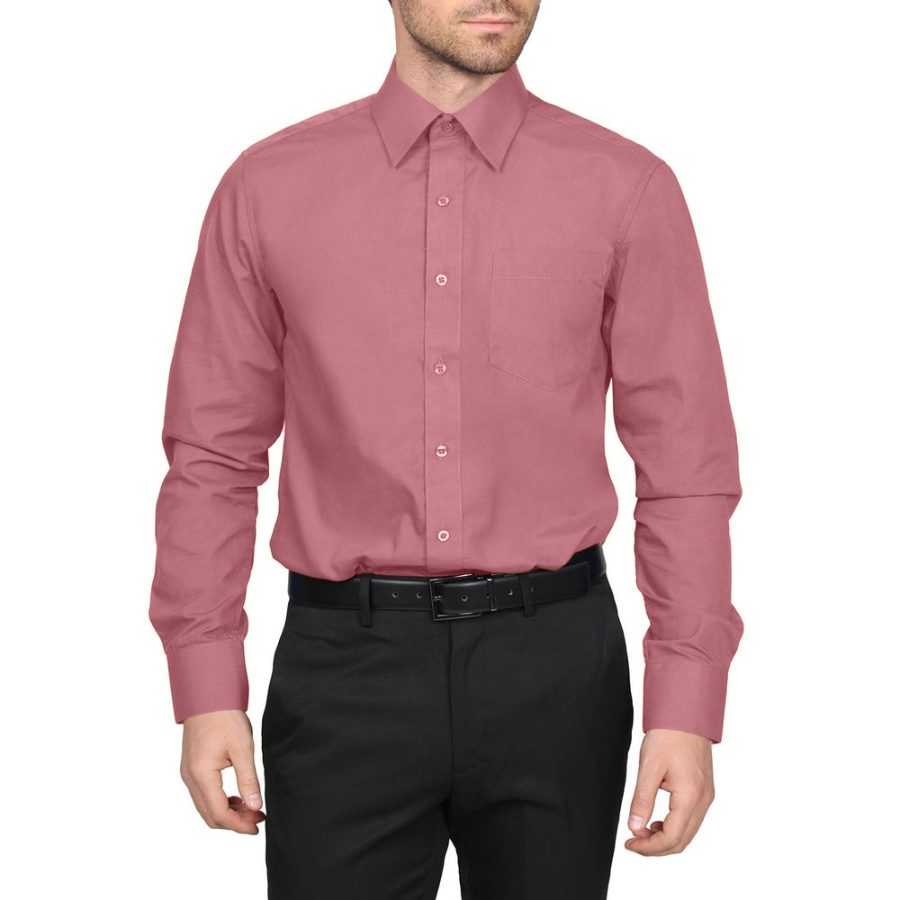 Berlioni Classic Regular Fit Solid Button Up Long Sleeve Pocket Work Dress Shirt - Picture 159 of 194