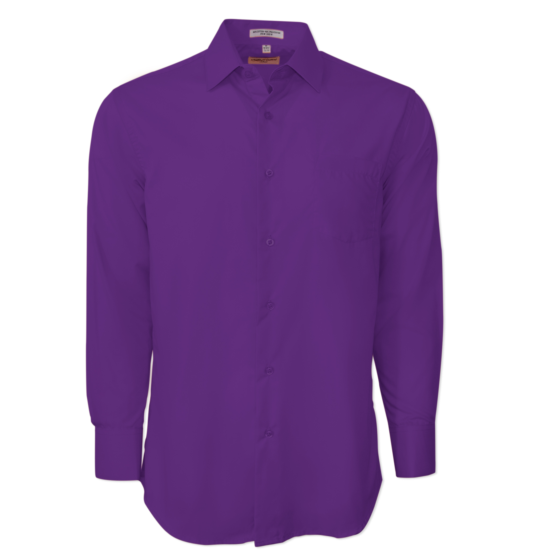 Berlioni Classic Regular Fit Solid Button Up Long Sleeve Pocket Work Dress Shirt - Picture 11 of 194