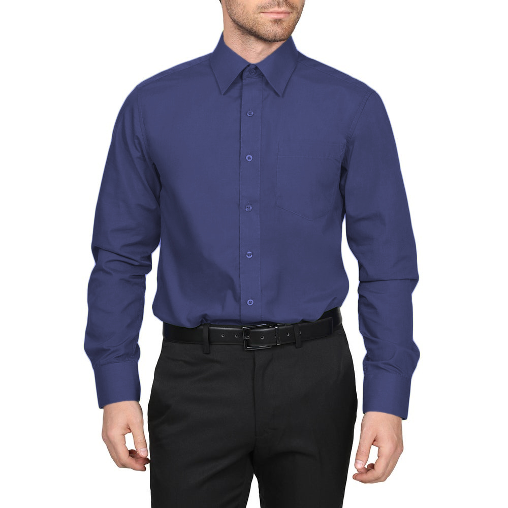 Berlioni Classic Regular Fit Solid Button Up Long Sleeve Pocket Work Dress Shirt - Picture 15 of 194