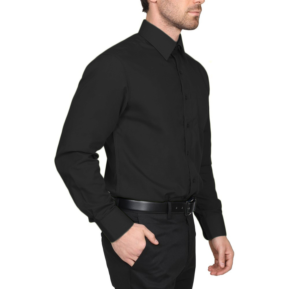 Berlioni Classic Regular Fit Solid Button Up Long Sleeve Pocket Work Dress Shirt - Picture 28 of 194