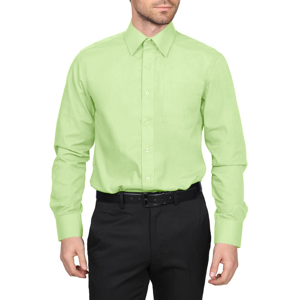 Berlioni Classic Regular Fit Solid Button Up Long Sleeve Pocket Work Dress Shirt - Picture 44 of 194