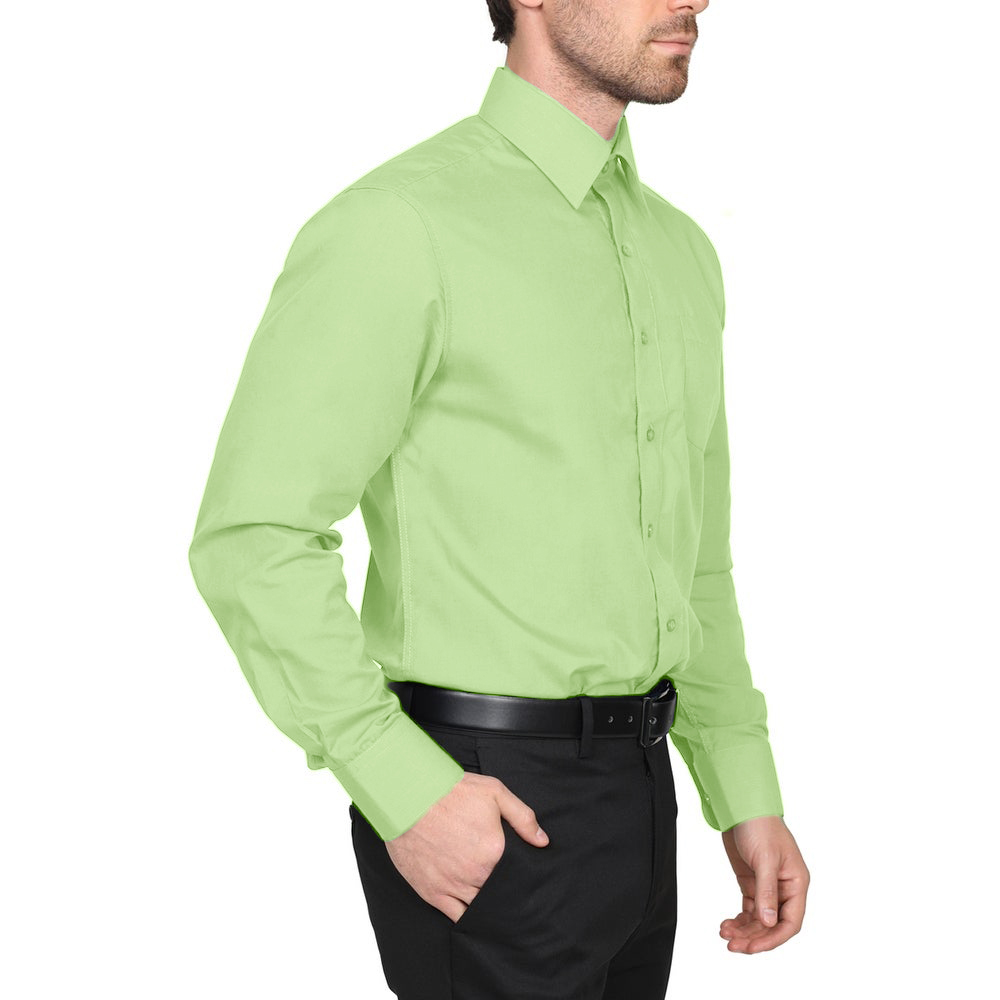 Berlioni Classic Regular Fit Solid Button Up Long Sleeve Pocket Work Dress Shirt - Picture 45 of 194