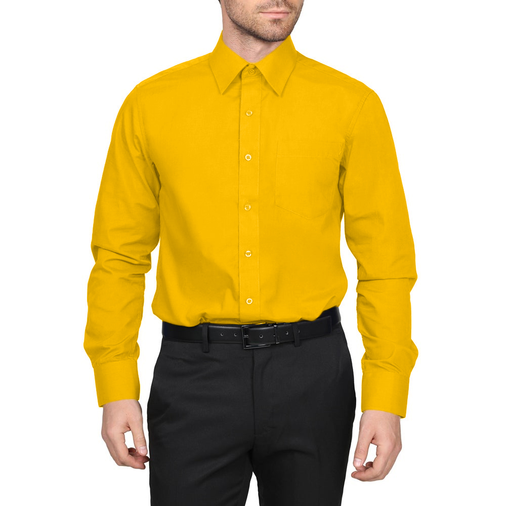 Berlioni Classic Regular Fit Solid Button Up Long Sleeve Pocket Work Dress Shirt - Picture 73 of 194