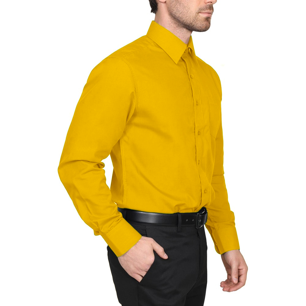 Berlioni Classic Regular Fit Solid Button Up Long Sleeve Pocket Work Dress Shirt - Picture 64 of 194