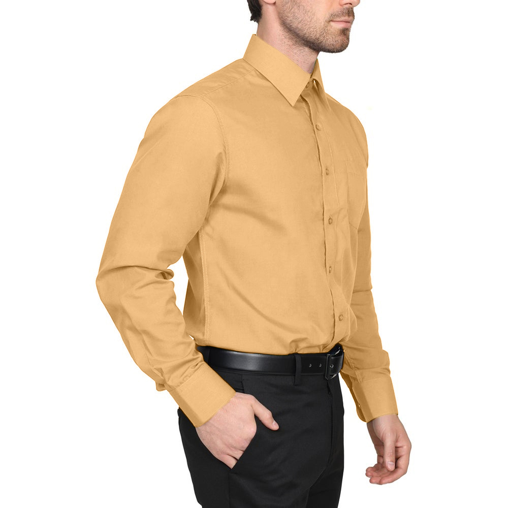 Berlioni Classic Regular Fit Solid Button Up Long Sleeve Pocket Work Dress Shirt - Picture 84 of 194