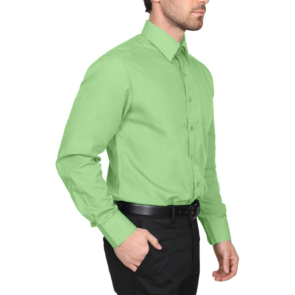 Berlioni Classic Regular Fit Solid Button Up Long Sleeve Pocket Work Dress Shirt - Picture 177 of 194