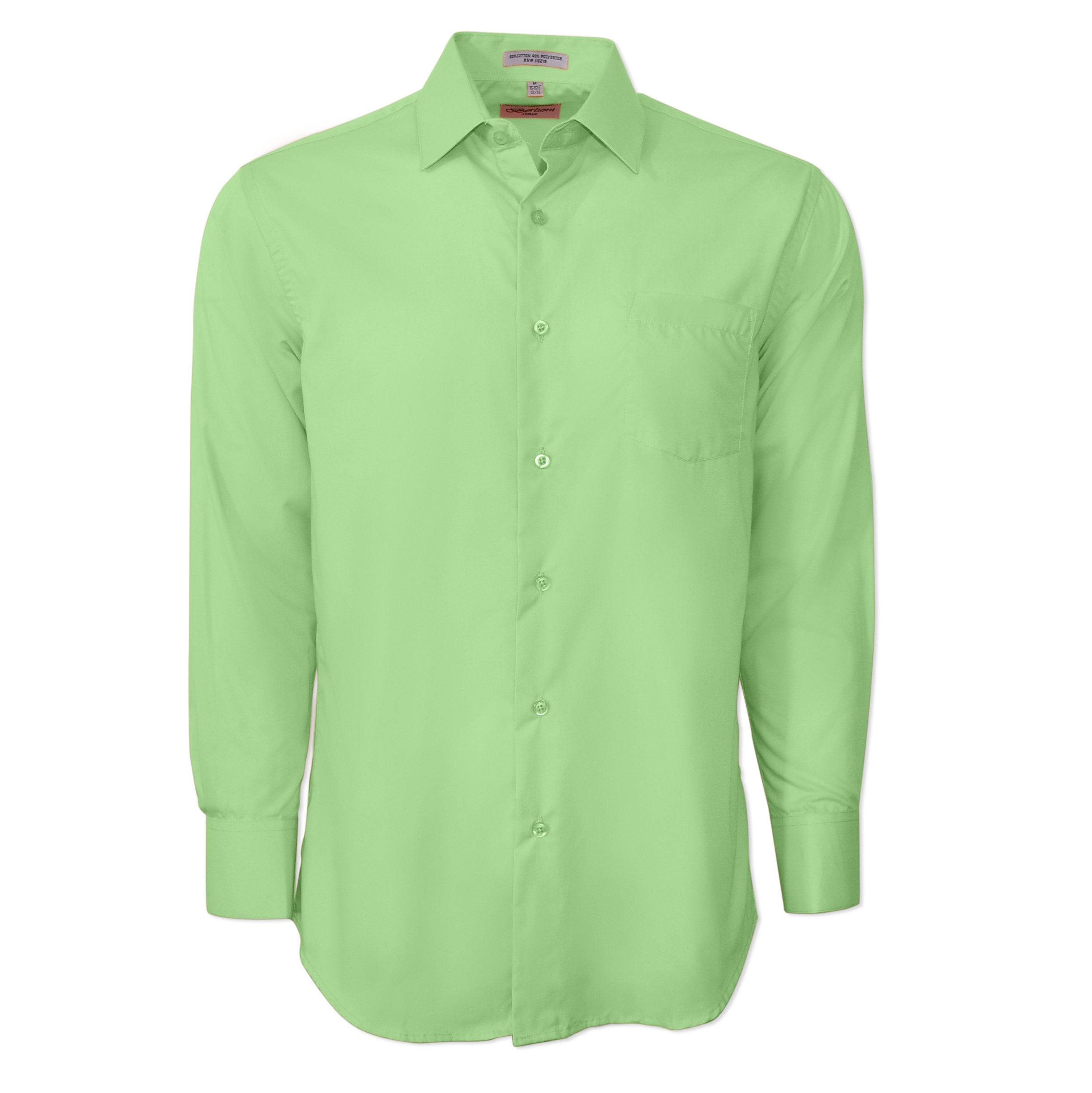 Berlioni Classic Regular Fit Solid Button Up Long Sleeve Pocket Work Dress Shirt - Picture 174 of 194