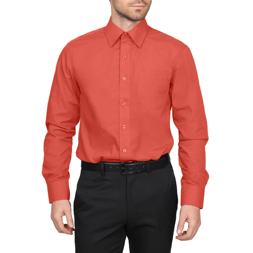 Berlioni Classic Regular Fit Solid Button Up Long Sleeve Pocket Work Dress Shirt - Picture 92 of 194