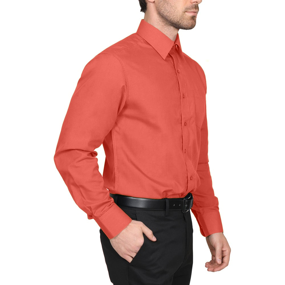Berlioni Classic Regular Fit Solid Button Up Long Sleeve Pocket Work Dress Shirt - Picture 98 of 194