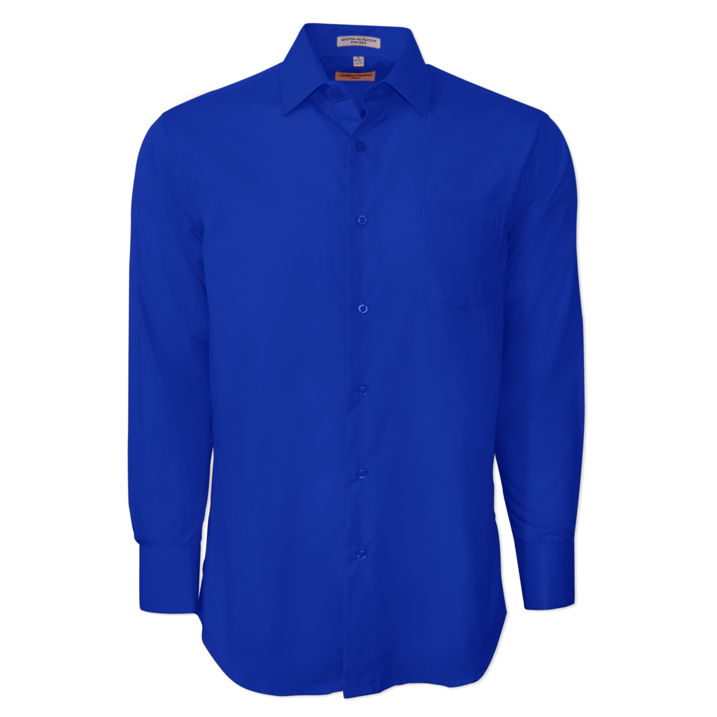 Berlioni Classic Regular Fit Solid Button Up Long Sleeve Pocket Work Dress Shirt - Picture 186 of 194