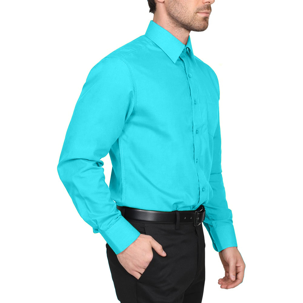 Berlioni Classic Regular Fit Solid Button Up Long Sleeve Pocket Work Dress Shirt - Picture 105 of 194