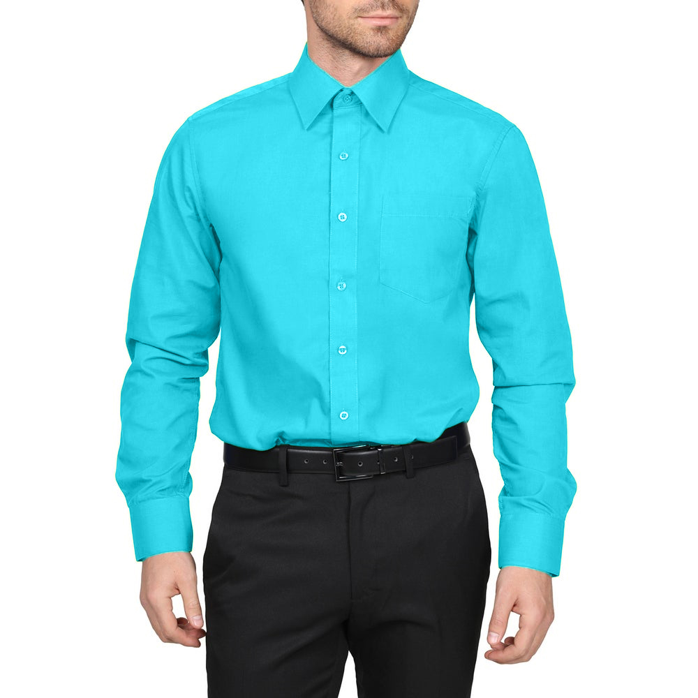 Berlioni Classic Regular Fit Solid Button Up Long Sleeve Pocket Work Dress Shirt - Picture 109 of 194