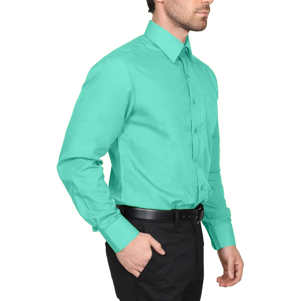 Berlioni Classic Regular Fit Solid Button Up Long Sleeve Pocket Work Dress Shirt - Picture 117 of 194