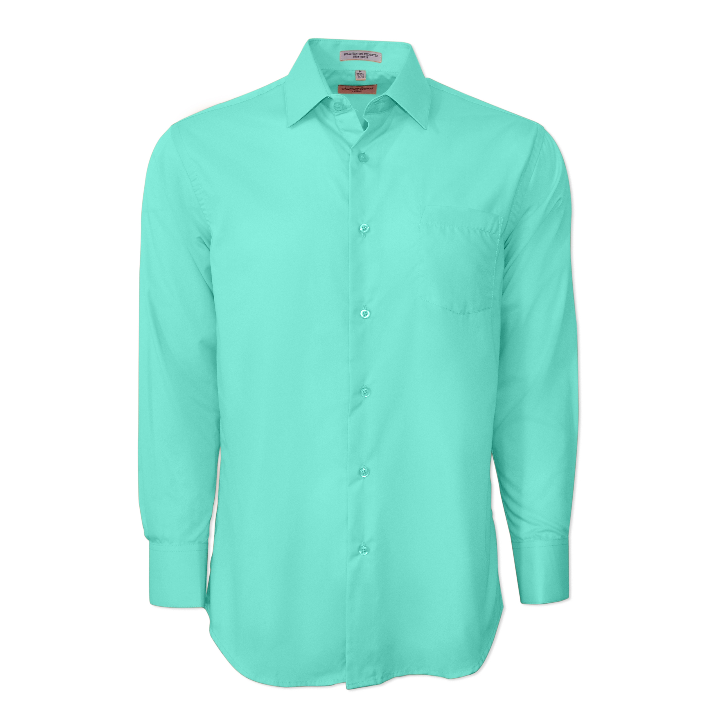 Berlioni Classic Regular Fit Solid Button Up Long Sleeve Pocket Work Dress Shirt - Picture 119 of 194
