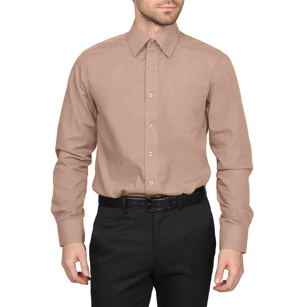 Berlioni Classic Regular Fit Solid Button Up Long Sleeve Pocket Work Dress Shirt - Picture 128 of 194