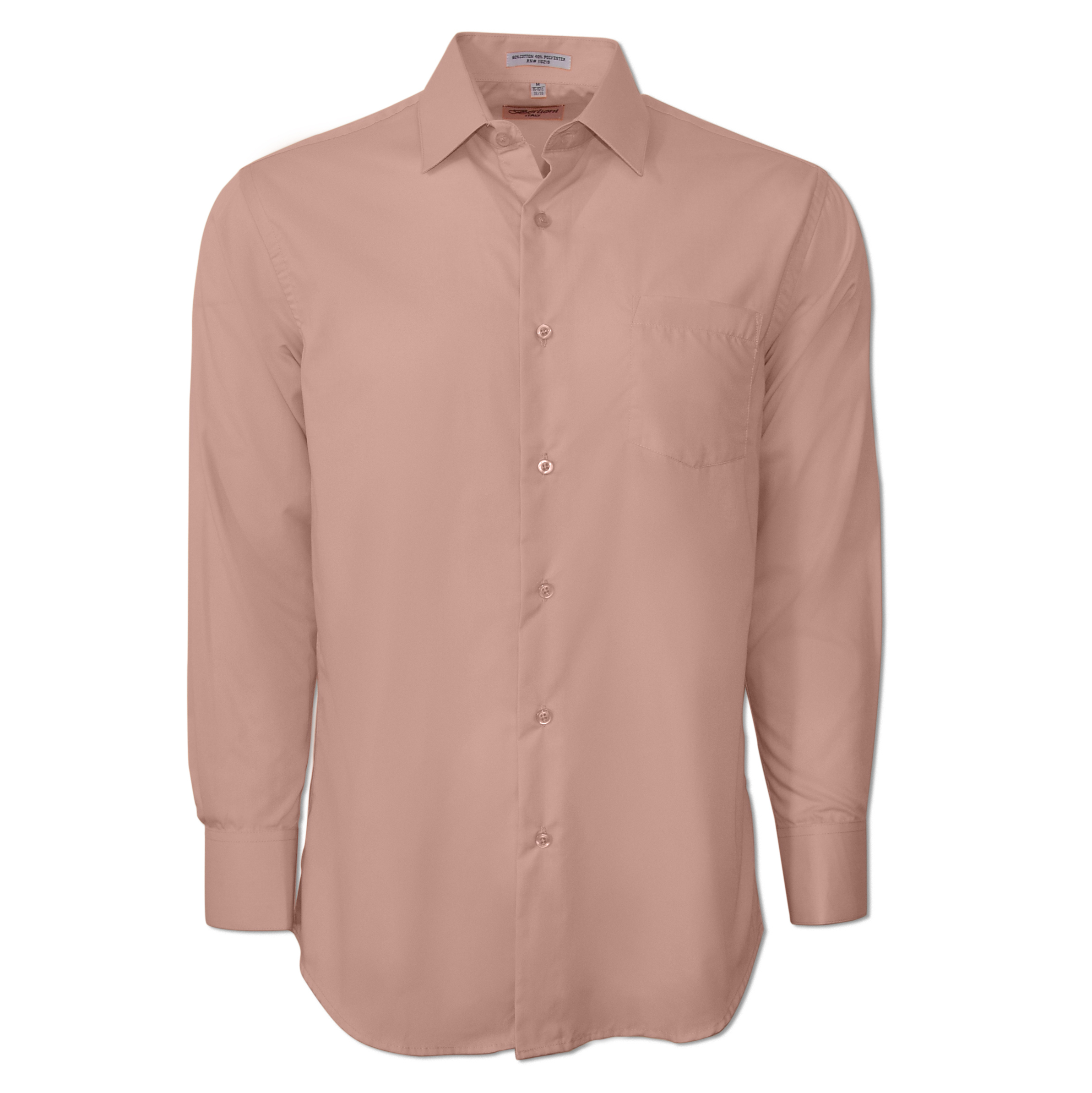 Berlioni Classic Regular Fit Solid Button Up Long Sleeve Pocket Work Dress Shirt - Picture 126 of 194