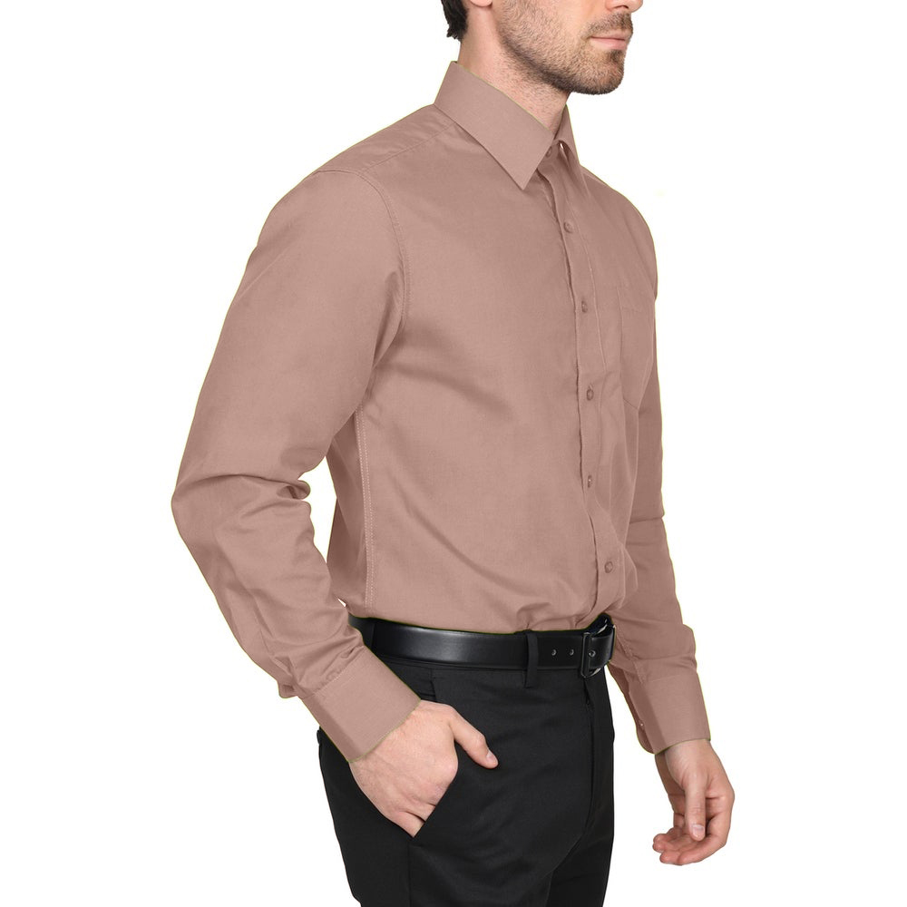Berlioni Classic Regular Fit Solid Button Up Long Sleeve Pocket Work Dress Shirt - Picture 124 of 194