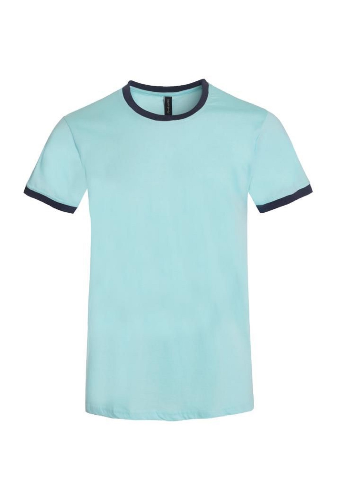 Men's Crew Neck Premium Cotton Two Tone Short Sleeves Soft Tee Basic T-shirts - Picture 4 of 5