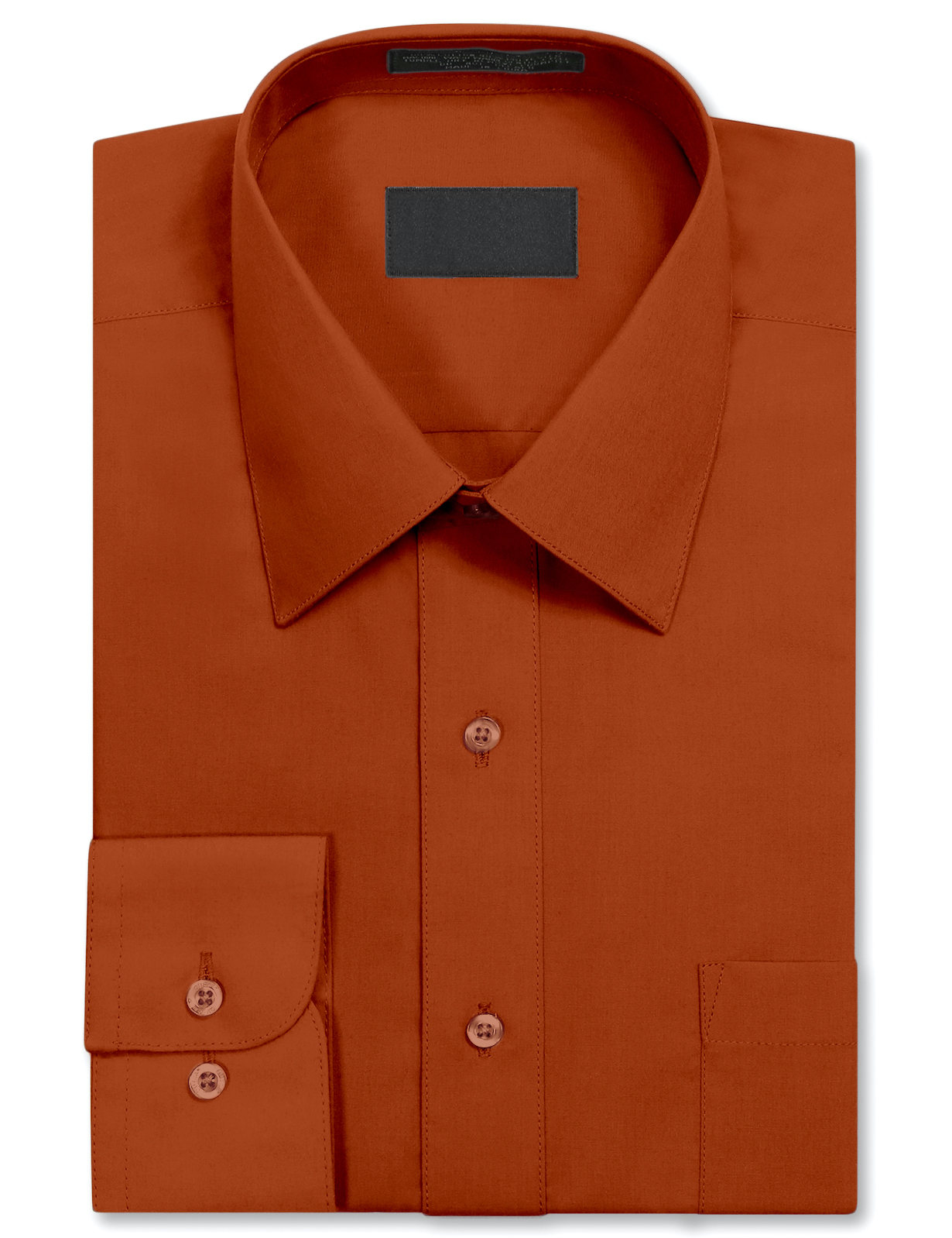 Men's Long Sleeve Regular Fit Button Up Pocket Solid Standard Cuff Dress Shirt - Picture 123 of 145