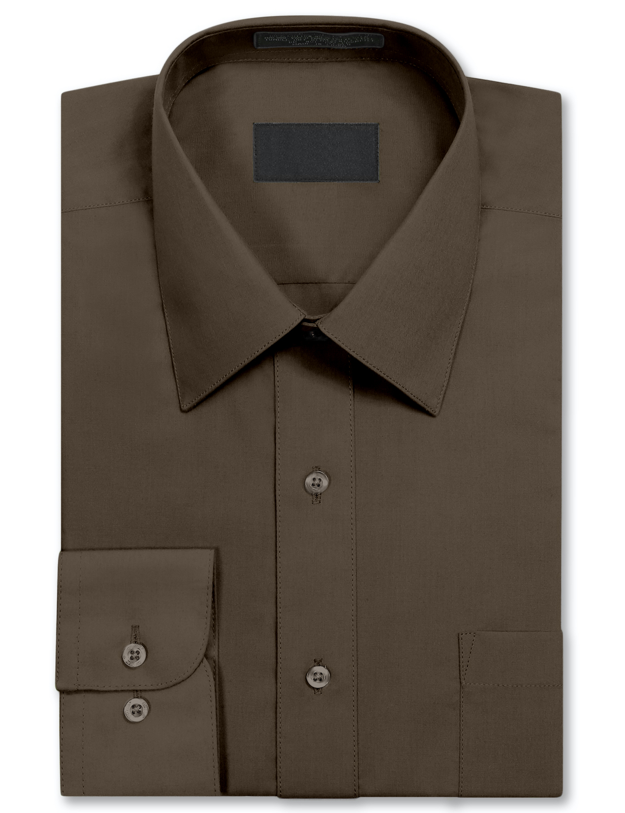 Men's Long Sleeve Regular Fit Button Up Pocket Solid Standard Cuff Dress Shirt - Picture 73 of 145