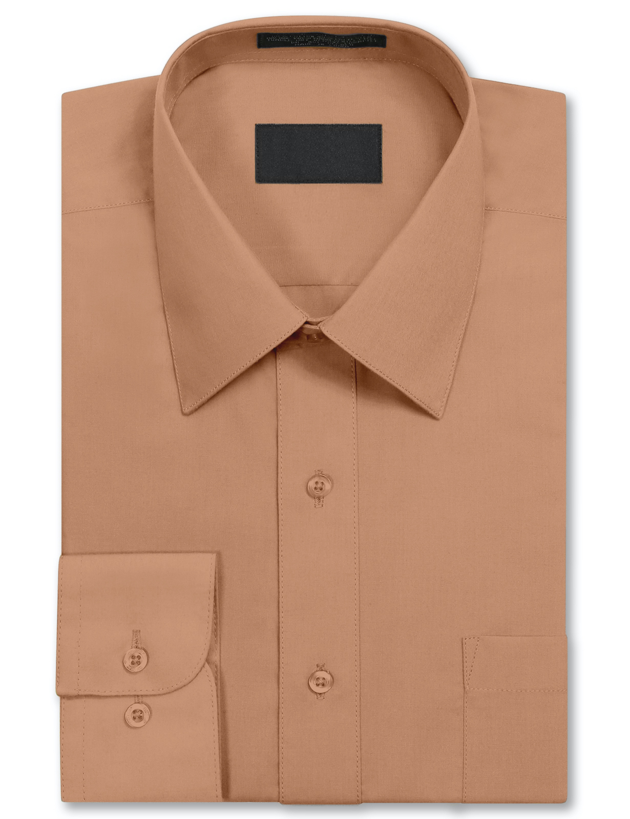 Men's Long Sleeve Regular Fit Button Up Pocket Solid Standard Cuff Dress Shirt - Picture 93 of 145