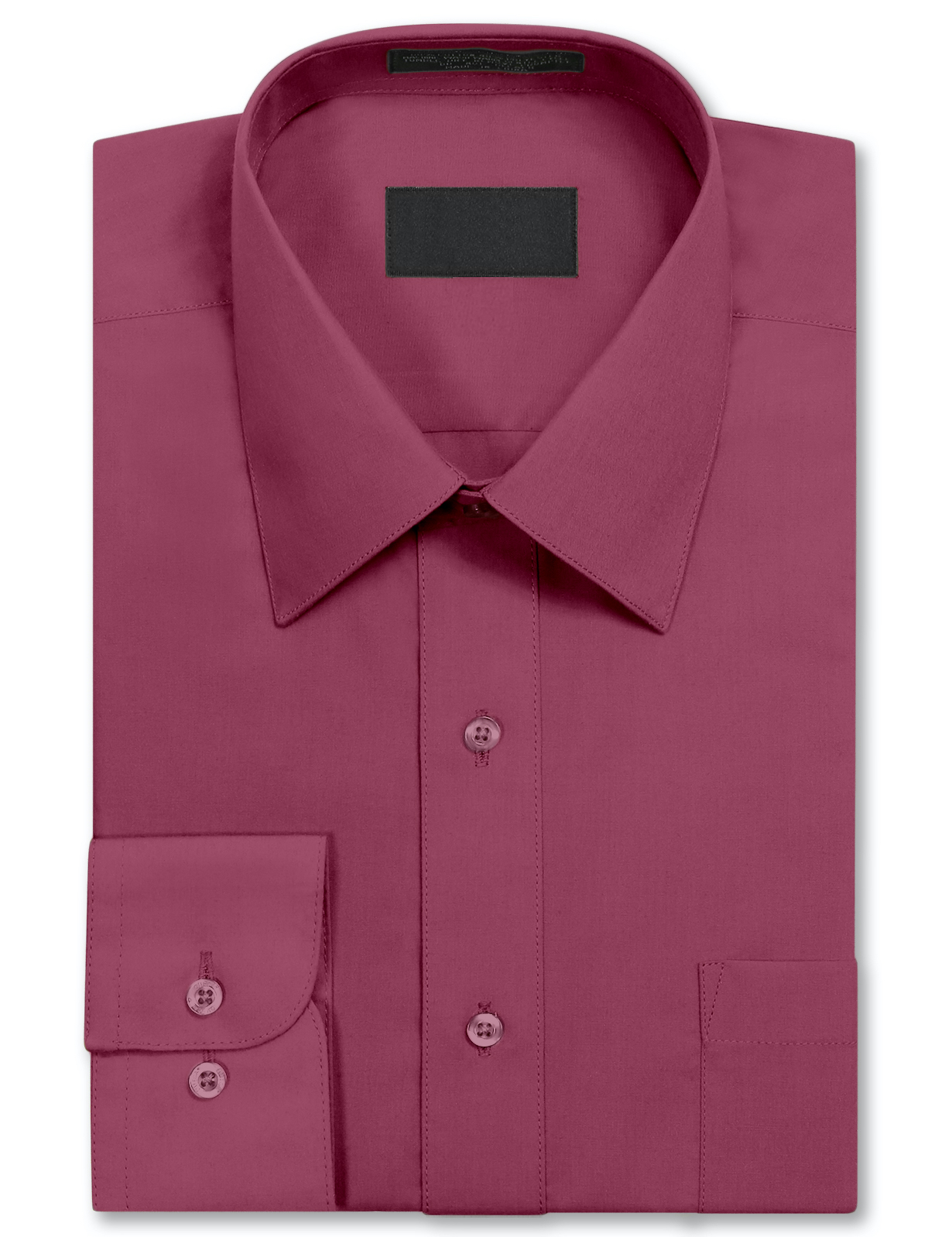 Men's Long Sleeve Regular Fit Button Up Pocket Solid Standard Cuff Dress Shirt - Picture 101 of 145