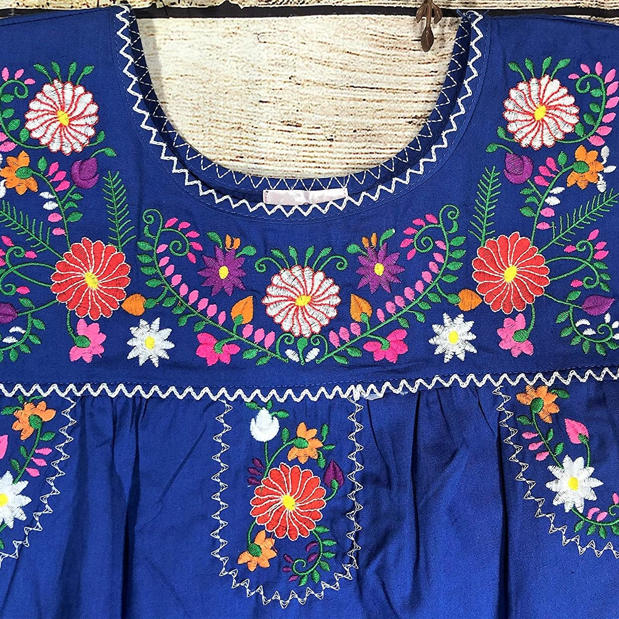 Girl/'s Cotton Lightweight Floral Embroidery Puebloan Mexican Style Blouse Shirt