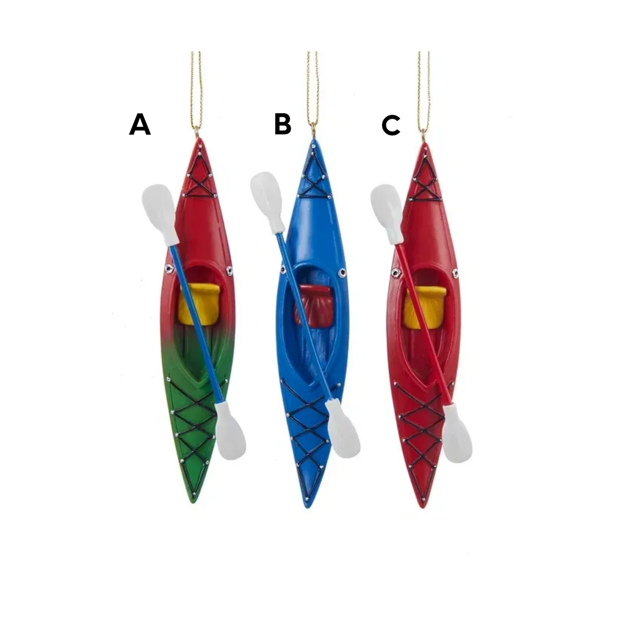 Kayak With Oar Ornaments