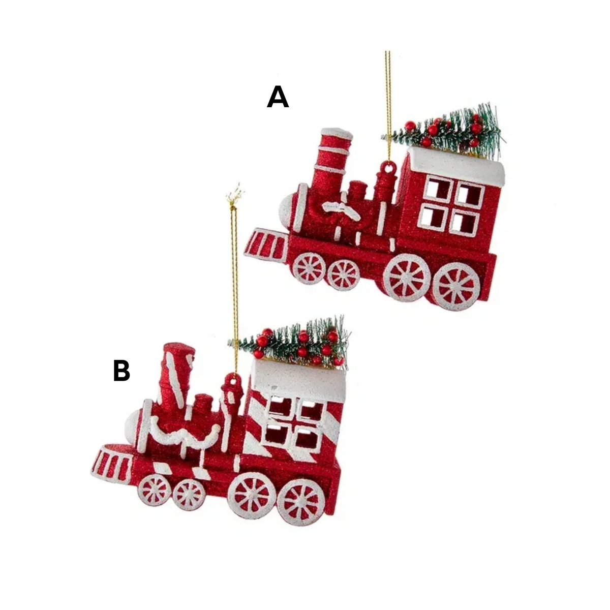Peppermint Stripe Locomotive Ornament