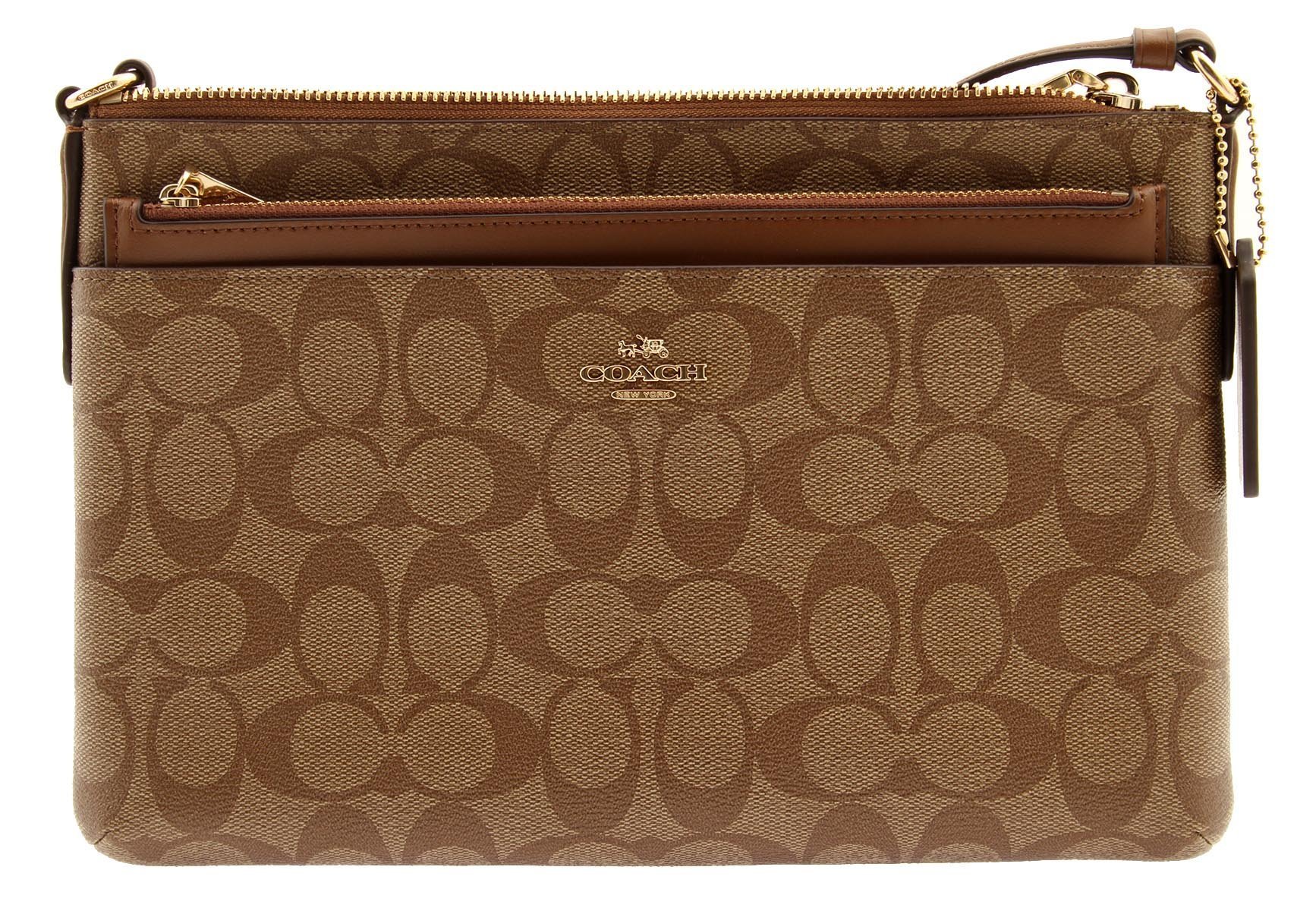 Coach East/West Crossbody With PopUp Pouch In Signature Coated Canvas