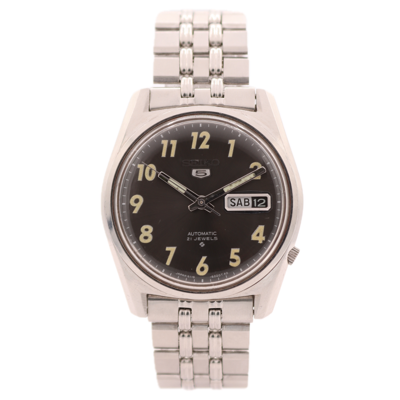 Vintage 36mm 1969 Seiko 6119-8090 MACV SOG Day-Date Automatic Wristwatch Steel