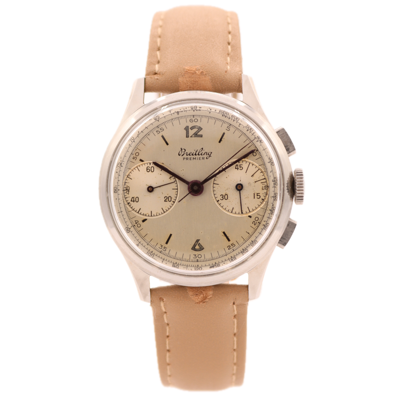 Vintage 35mm 1945 Breitling 760 Premier Chronograph Bi-Compax 17J Swiss Steel