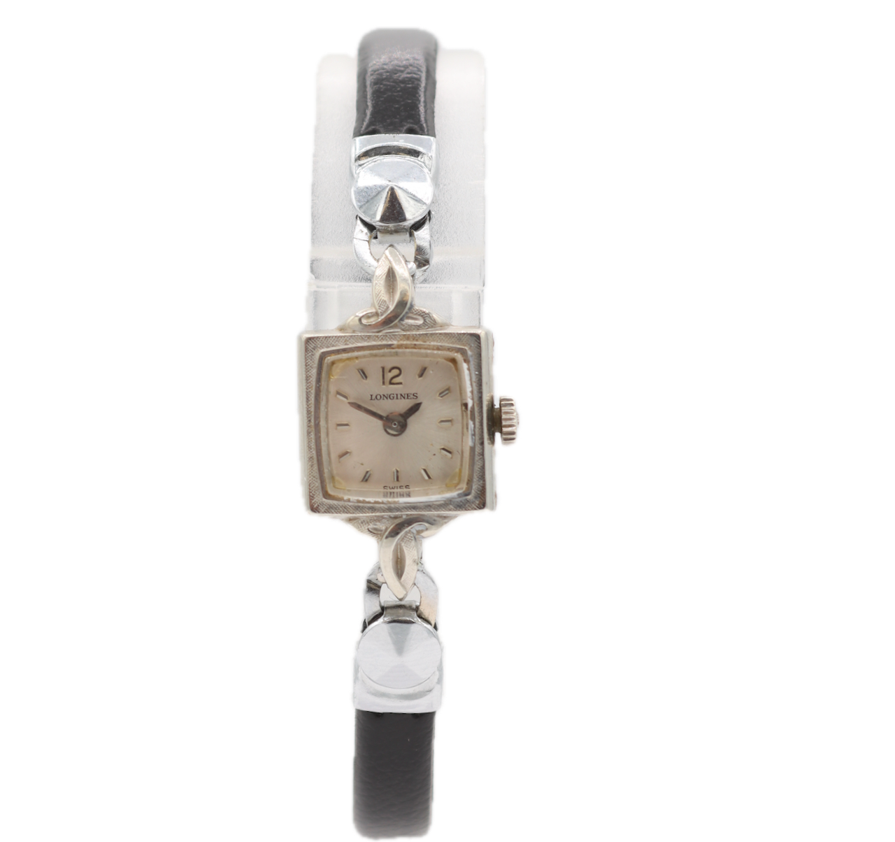 Vintage Longines Linen Bezel Ladies Mechanical Wristwatch 410 Swiss 10k White GF Vintage Longines Linen Bezel Ladies Mechanical Wristwatch  main image 2
