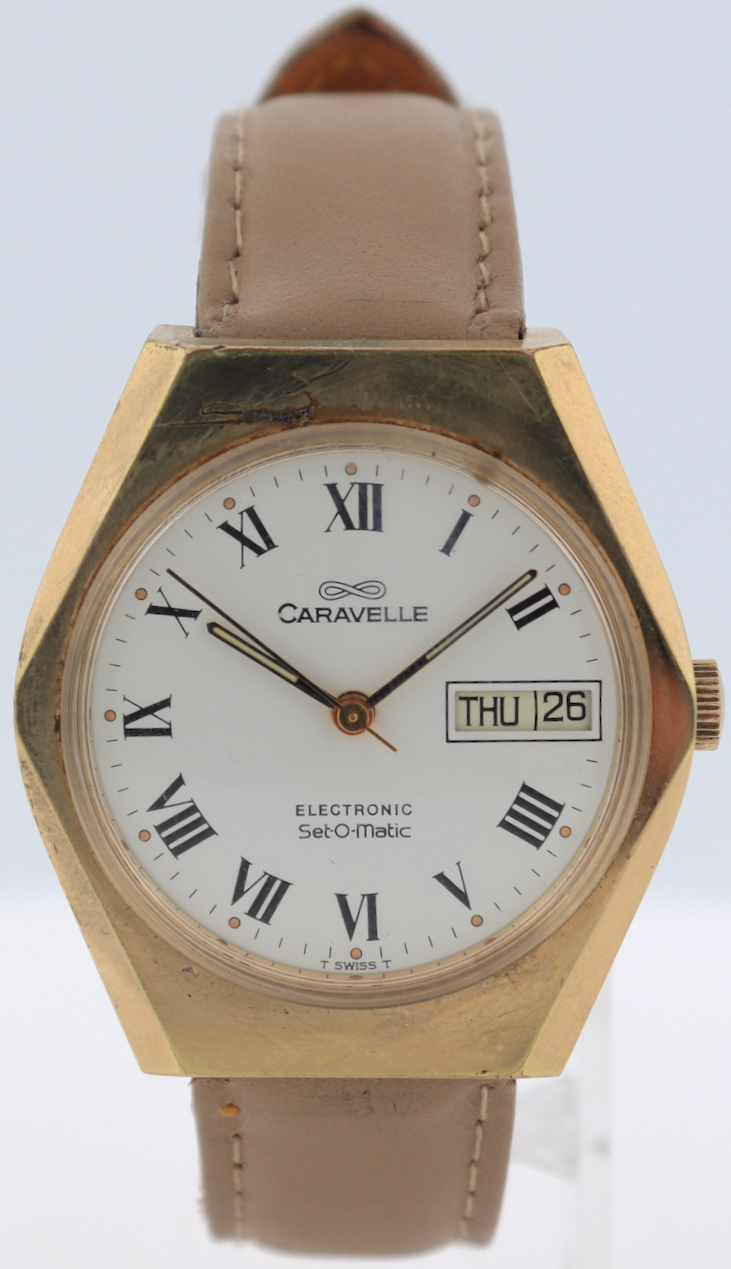 Vintage 1976 Caravelle Set-o-matic Day Date Men display picture 2