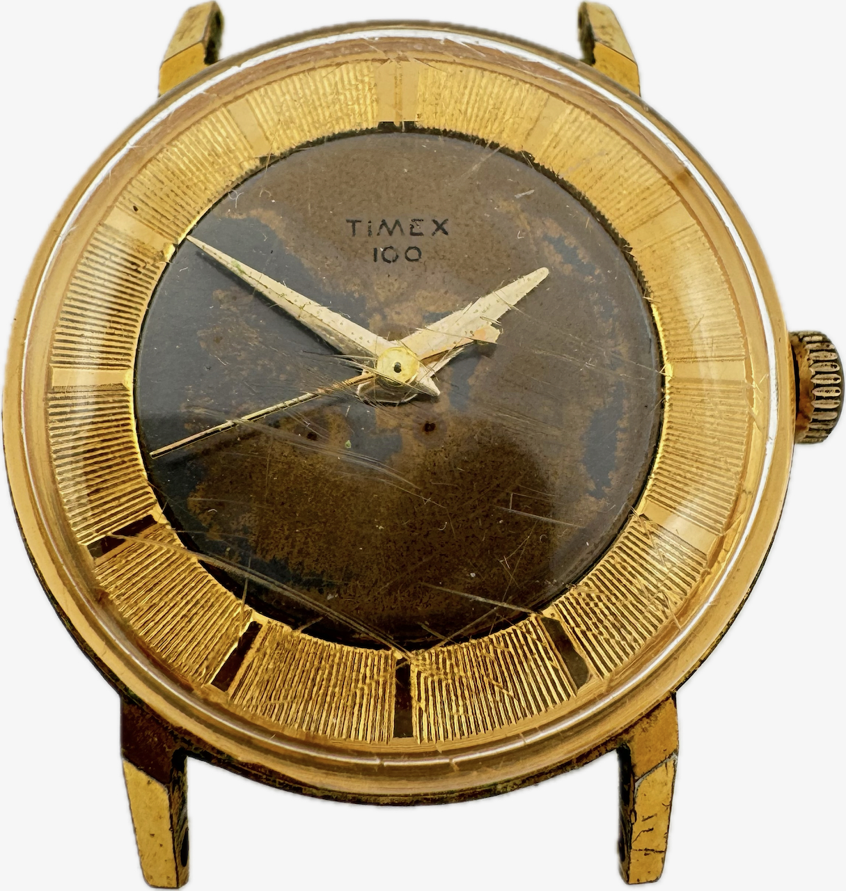 Vintage 34mm Timex 3A60 Sunburst Gilt Dial Men display picture 1