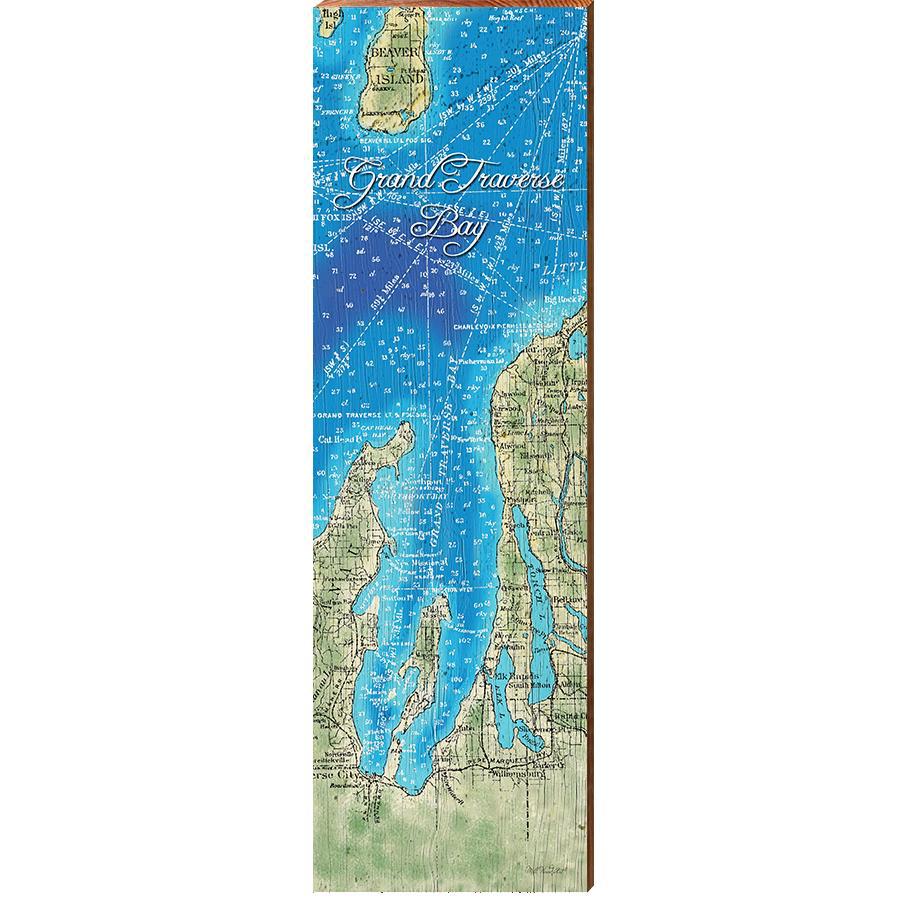 Grand Traverse Bay, Michigan Map Wooden Sign | Wall Art Print on Real Wood - Picture 4 of 4